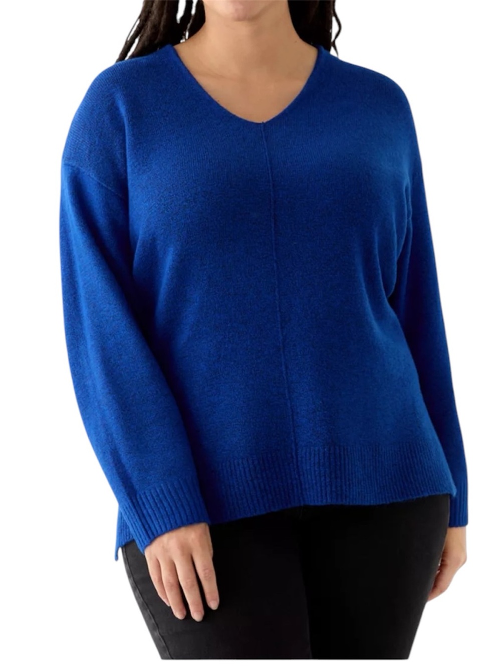 Vince Camuto Women’s V-Neck Drop Shoulder PullOver Sweater - Royal Blue Size 3X